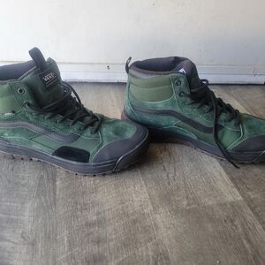 Vans Men’s Green and Black High-Top Skate Sneakers